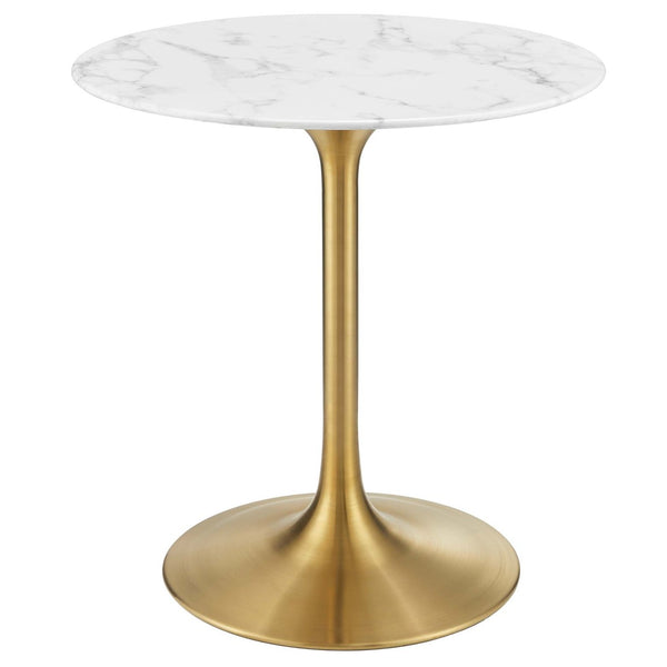 Modway Furniture Lippa 28" Round Faux Marble Dining Table - Elegant Gold Base, Perfect for Small Spaces & Entertaining EEI-3213-GLD-WHI