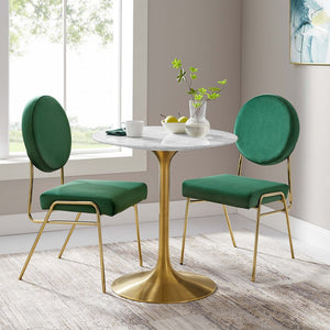 Modway Furniture Lippa 28" Round Faux Marble Dining Table - Elegant Gold Base, Perfect for Small Spaces & Entertaining EEI-3213-GLD-WHI