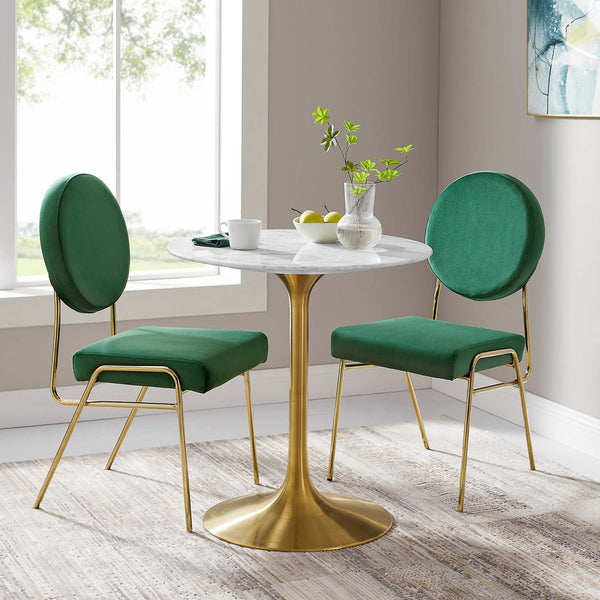 Modway Furniture Lippa 28" Round Faux Marble Dining Table - Elegant Gold Base, Perfect for Small Spaces & Entertaining EEI-3213-GLD-WHI