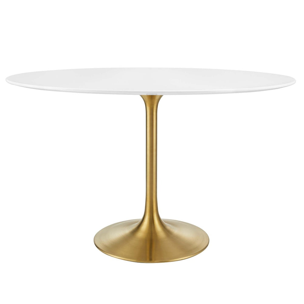 Modway Furniture Lippa 48" Oval Wood Dining Table - Stylish Mid-Century Pedestal Design in Gold and White Finish EEI-3215-GLD-WHI