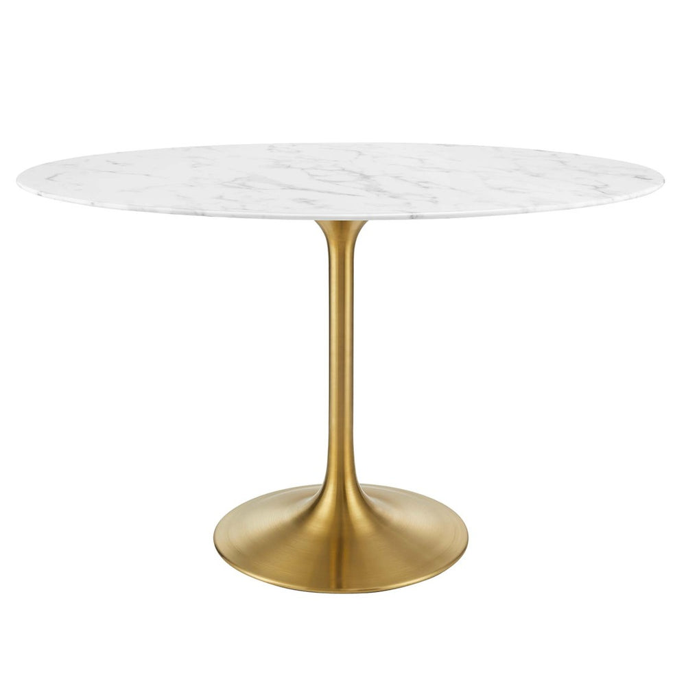 Modway Furniture Lippa 48" Oval Faux Marble Dining Table - Elegant Mid-Century Design with Gold Base for 4 Dining EEI-3216-GLD-WHI