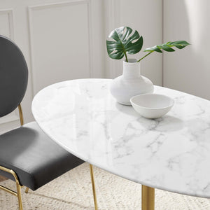 Modway Furniture Lippa 48" Oval Faux Marble Dining Table - Elegant Mid-Century Design with Gold Base for 4 Dining EEI-3216-GLD-WHI