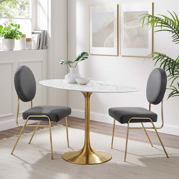 Modway Furniture Lippa 48" Oval Faux Marble Dining Table - Elegant Mid-Century Design with Gold Base for 4 Dining EEI-3216-GLD-WHI