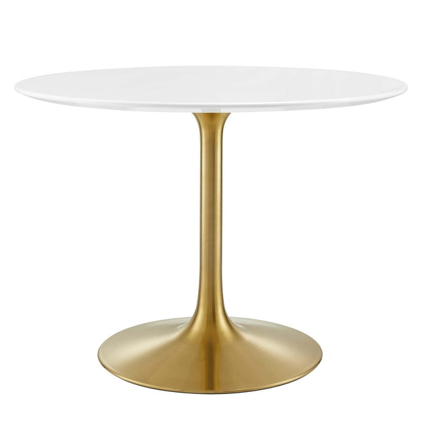 Modway Furniture Lippa 40" Round Wood Dining Table - Modern Mid-Century Design in Gold White for Small Spaces EEI-3226-GLD-WHI