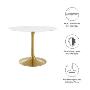 Modway Furniture Lippa 40" Round Wood Dining Table - Modern Mid-Century Design in Gold White for Small Spaces EEI-3226-GLD-WHI