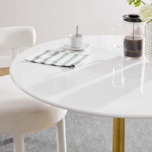 Modway Furniture Lippa 40" Round Wood Dining Table - Modern Mid-Century Design in Gold White for Small Spaces EEI-3226-GLD-WHI