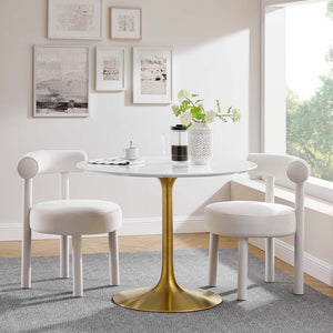 Modway Furniture Lippa 40" Round Wood Dining Table - Modern Mid-Century Design in Gold White for Small Spaces EEI-3226-GLD-WHI