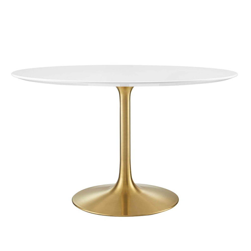 Modway Furniture Lippa 48" Round Wood Dining Table - Modern Mid-Century Design with Gold Base for Stylish Gatherings EEI-3227-GLD-WHI