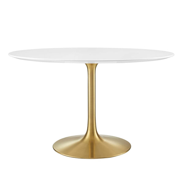 Modway Furniture Lippa 48" Round Wood Dining Table - Modern Mid-Century Design with Gold Base for Stylish Gatherings EEI-3227-GLD-WHI