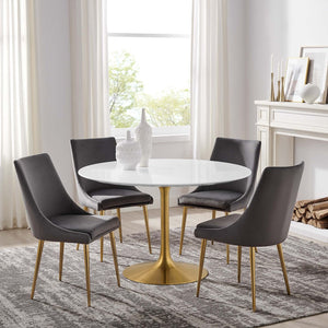 Modway Furniture Lippa 48" Round Wood Dining Table - Modern Mid-Century Design with Gold Base for Stylish Gatherings EEI-3227-GLD-WHI