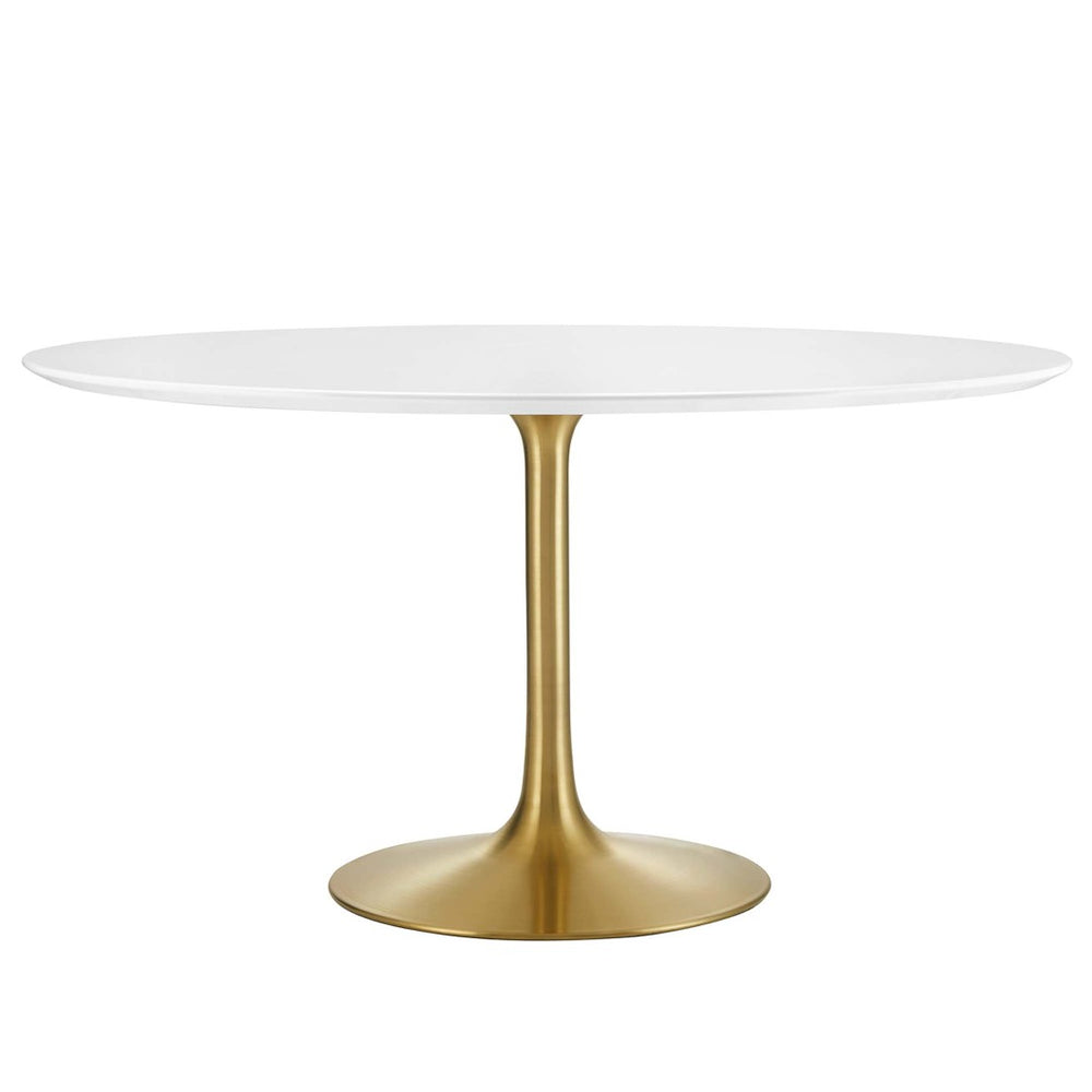 Modway Furniture Lippa 54" Round Wood Dining Table - Modern Mid-Century Design with Gold Base for Stylish Dining EEI-3228-GLD-WHI