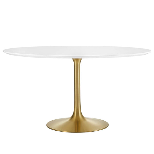 Modway Furniture Lippa 54" Round Wood Dining Table - Modern Mid-Century Design with Gold Base for Stylish Dining EEI-3228-GLD-WHI