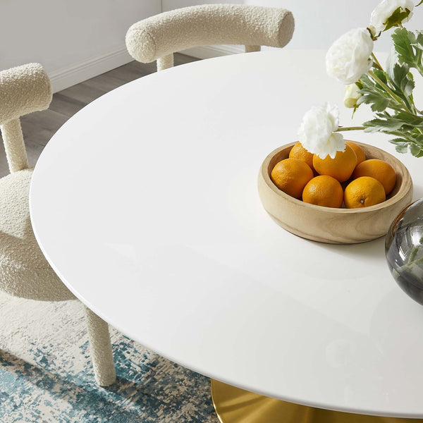 Modway Furniture Lippa 54" Round Wood Dining Table - Modern Mid-Century Design with Gold Base for Stylish Dining EEI-3228-GLD-WHI