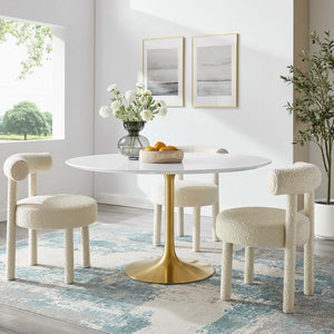 Modway Furniture Lippa 54" Round Wood Dining Table - Modern Mid-Century Design with Gold Base for Stylish Dining EEI-3228-GLD-WHI