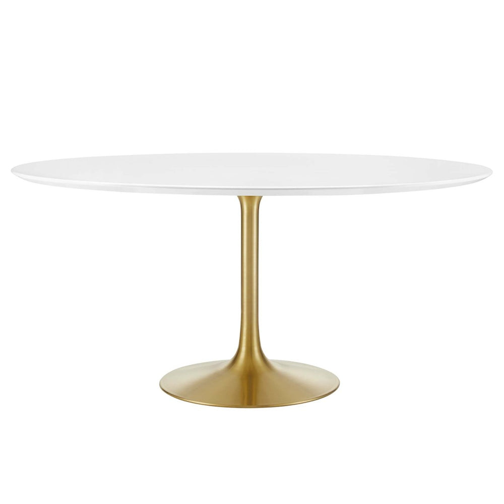 Modway Furniture Lippa 60" Round Wood Dining Table - Mid-Century Modern Design with Gold Pedestal Base, Seats 4 EEI-3229-GLD-WHI