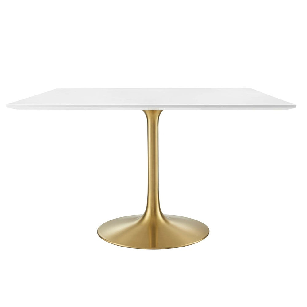 Modway Furniture Lippa 48" Square Wood Dining Table - Modern Elegance with Gold Base, High-Gloss Finish & Seating for 4 EEI-3230-GLD-WHI