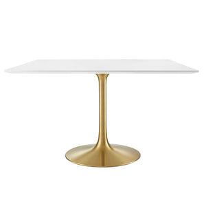 Modway Furniture Lippa 48" Square Wood Dining Table - Modern Elegance with Gold Base, High-Gloss Finish & Seating for 4 EEI-3230-GLD-WHI