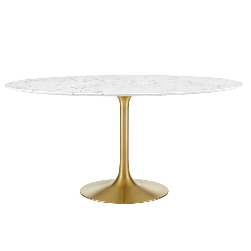 Modway Furniture Lippa 60" Round Faux Marble Dining Table - Modern Elegance in Gold & White for Six Guests EEI-3234-GLD-WHI