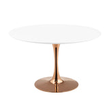 Modway Furniture Lippa 47" Round Wood Dining Table Rose White 47 x 47 x 28.5