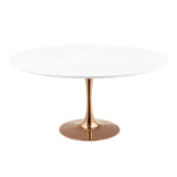 Modway Furniture Lippa 60" Round Wood Dining Table Rose White 60 x 60 x 28.5