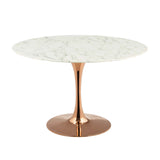 Modway Furniture Lippa 47" Round Artificial Marble Dining Table Rose White 47 x 47 x 29.5