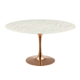 Modway Furniture Lippa 54" Round Artificial Marble Dining Table Rose White 54 x 54 x 29.5