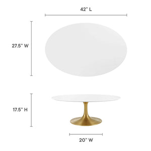 Modway Furniture Lippa 42" Oval Wood Coffee Table - Mid-Century Modern Design with Gold Finish for Stylish Living Spaces EEI-3248-GLD-WHI