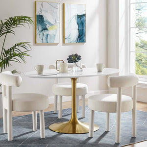 Modway Furniture Lippa 60" Oval Wood Dining Table - Modern Mid-Century Design, Gold Base, Seats 6, High-Gloss Finish EEI-3254-GLD-WHI