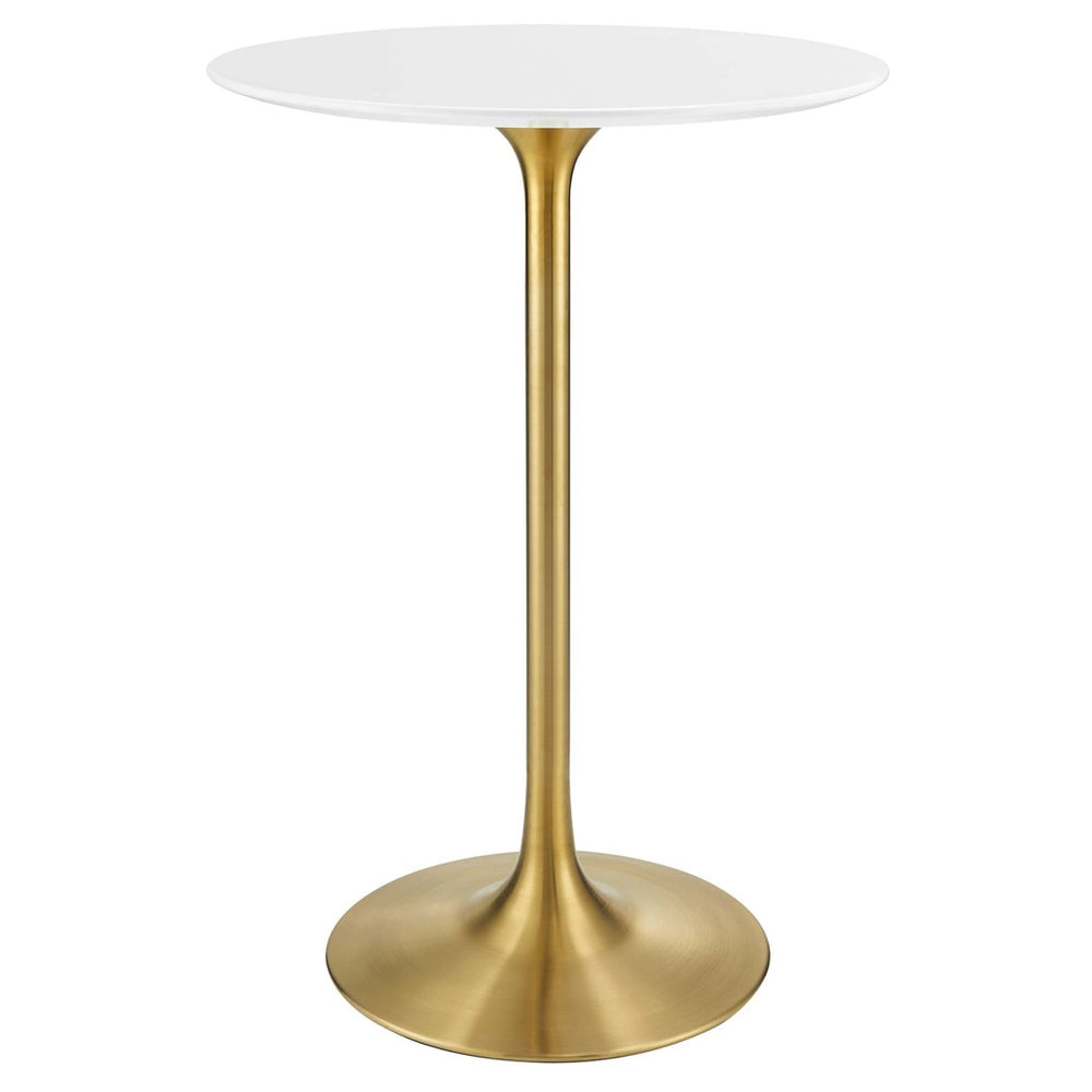 Modway Furniture Lippa 28" Round Wood Bar Table - Modern Mid-Century Design in Gold & White for Small Spaces EEI-3262-GLD-WHI