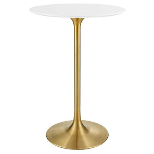 Modway Furniture Lippa 28" Round Wood Bar Table - Modern Mid-Century Design in Gold & White for Small Spaces EEI-3262-GLD-WHI