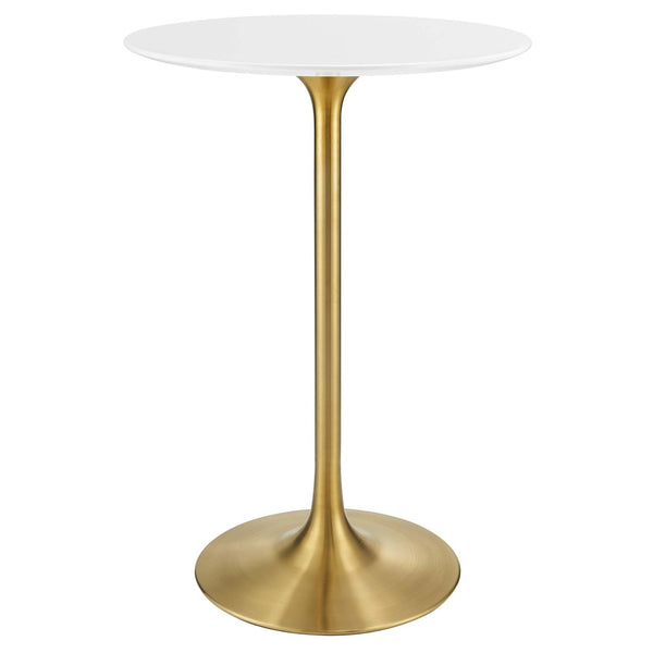 Modway Furniture Lippa 28" Round Wood Bar Table - Modern Mid-Century Design in Gold & White for Small Spaces EEI-3262-GLD-WHI
