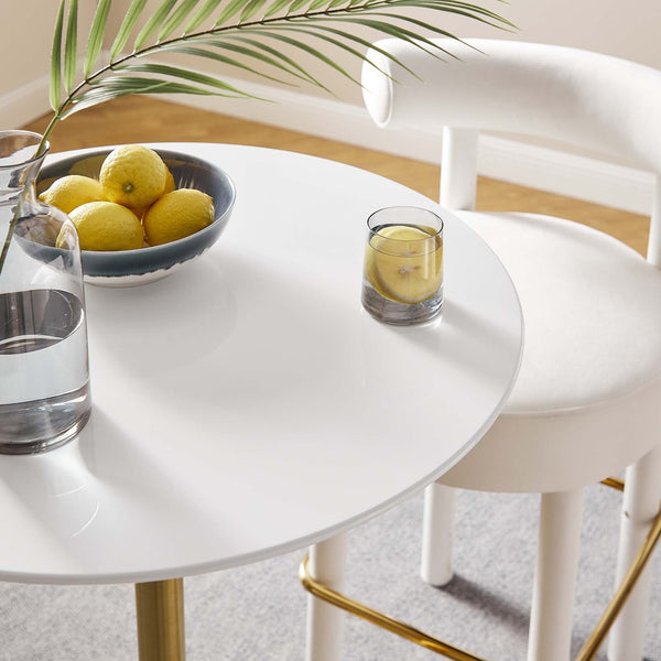 Modway Furniture Lippa 28" Round Wood Bar Table - Modern Mid-Century Design in Gold & White for Small Spaces EEI-3262-GLD-WHI