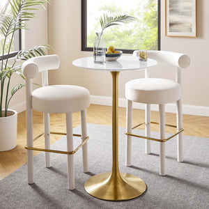 Modway Furniture Lippa 28" Round Wood Bar Table - Modern Mid-Century Design in Gold & White for Small Spaces EEI-3262-GLD-WHI