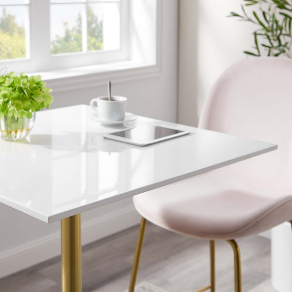 Modway Furniture Lippa 28" Square Wood Bar Table - Modern Gold and White Design for Stylish Dining & Entertaining EEI-3263-GLD-WHI