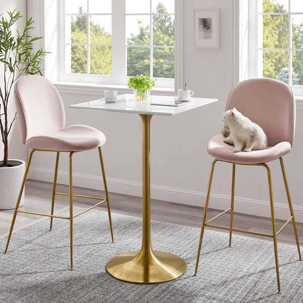 Modway Furniture Lippa 28" Square Wood Bar Table - Modern Gold and White Design for Stylish Dining & Entertaining EEI-3263-GLD-WHI