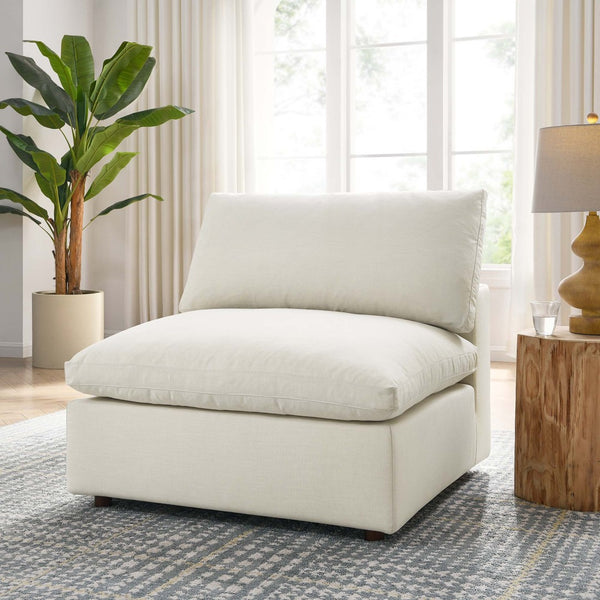Modway Furniture Commix Modway Armless Accent Chair Down Filled Linen Polyester Modern Living Room EEI-3270-LBG