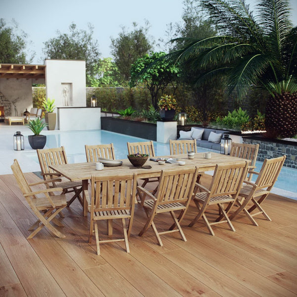 Modway Furniture Marina 11 Piece Teak Outdoor Dining Set by Modway - Stylish Comfort for Patios, Decks & Gardens EEI-3285-NAT-SET