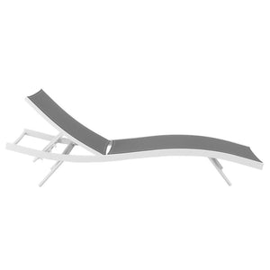 Modway Furniture Glimpse Outdoor Patio Chaise Lounge Chair - Modern, Adjustable, and Durable for Ultimate Relaxation White Gray EEI-3300-WHI-GRY
