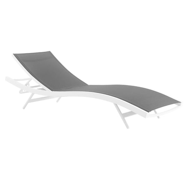 Modway Furniture Glimpse Outdoor Patio Chaise Lounge Chair - Modern, Adjustable, and Durable for Ultimate Relaxation White Gray EEI-3300-WHI-GRY