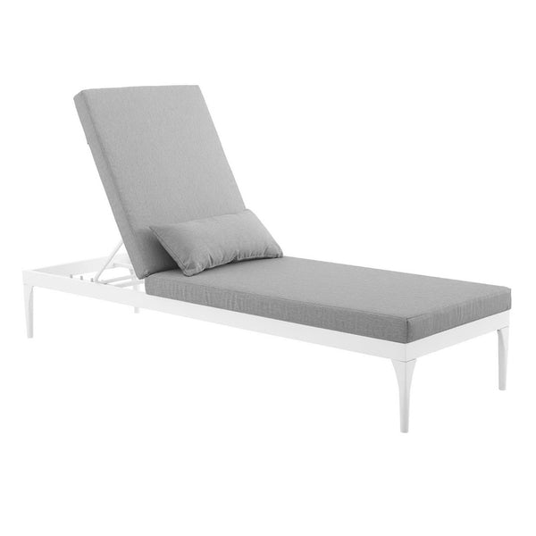 Modway Furniture Perspective Outdoor Chaise Lounge Chair - Modern Adjustable Patio Cushion with Durable Design EEI-3301-WHI-GRY