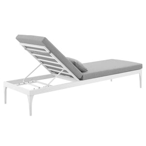 Modway Furniture Perspective Outdoor Chaise Lounge Chair - Modern Adjustable Patio Cushion with Durable Design EEI-3301-WHI-GRY