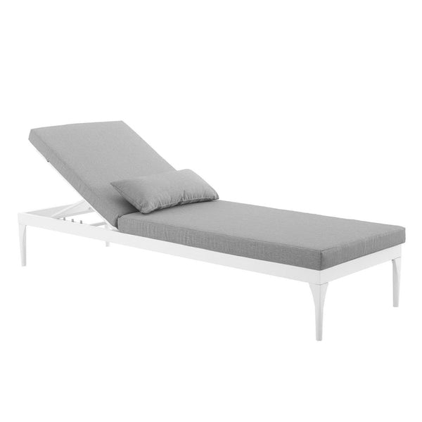 Modway Furniture Perspective Outdoor Chaise Lounge Chair - Modern Adjustable Patio Cushion with Durable Design EEI-3301-WHI-GRY