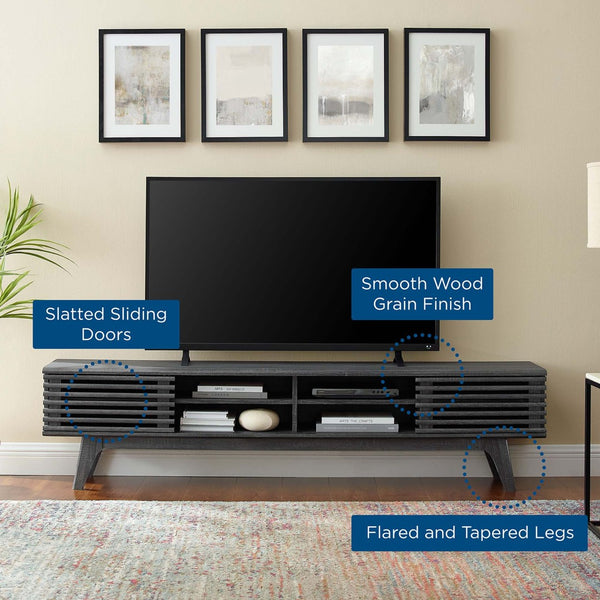 Modway Furniture Render 70" Entertainment Center TV Stand - Mid-Century Modern Design with Ample Storage Solutions Charcoal EEI-3303-CHA