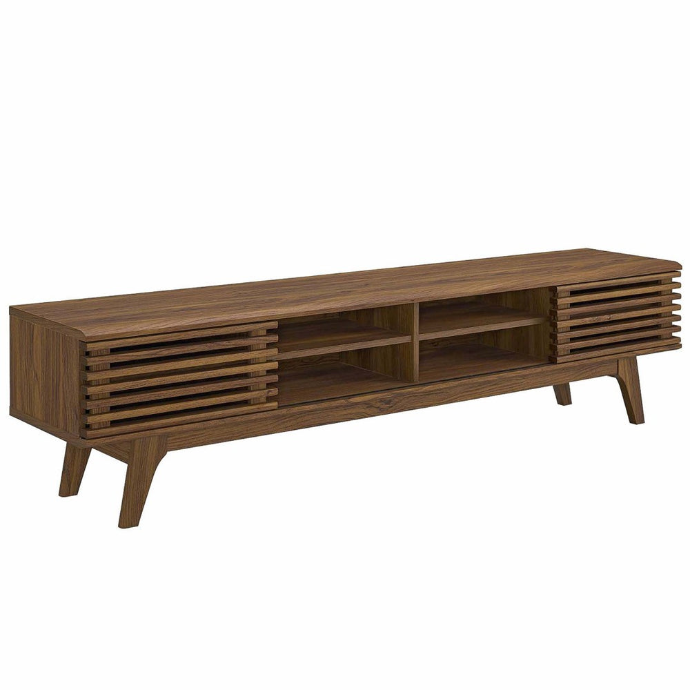 Modway Furniture Render 70" Entertainment Center TV Stand - Mid-Century Modern Design with Ample Storage Solutions Walnut Walnut EEI-3303-WAL-WAL