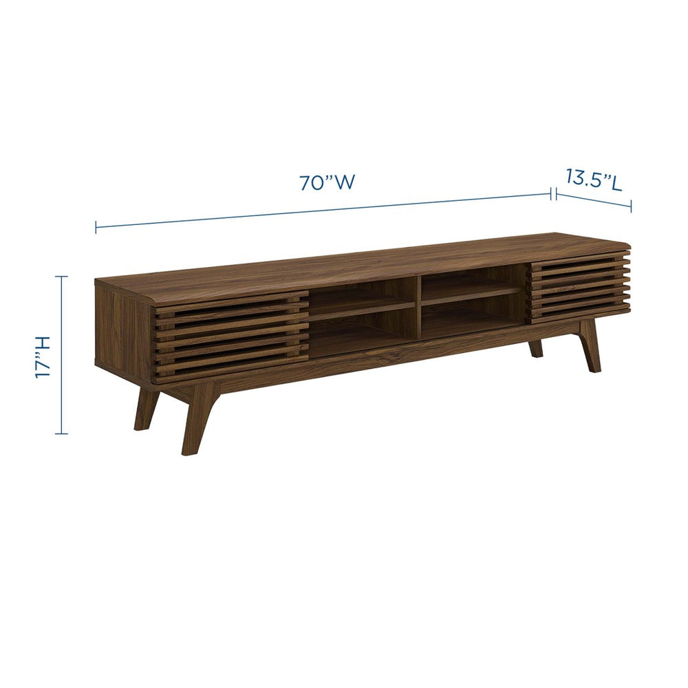Modway Furniture Render 70" Entertainment Center TV Stand - Mid-Century Modern Design with Ample Storage Solutions Walnut Walnut EEI-3303-WAL-WAL