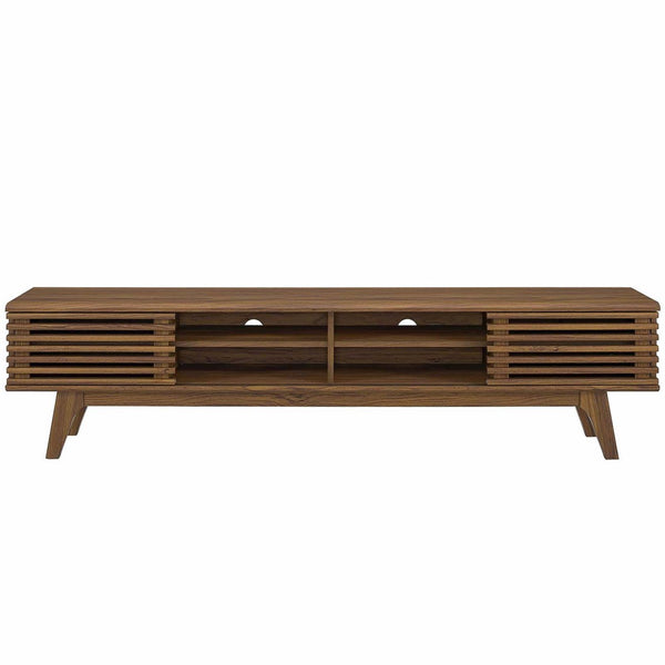 Modway Furniture Render 70" Entertainment Center TV Stand - Mid-Century Modern Design with Ample Storage Solutions Walnut Walnut EEI-3303-WAL-WAL