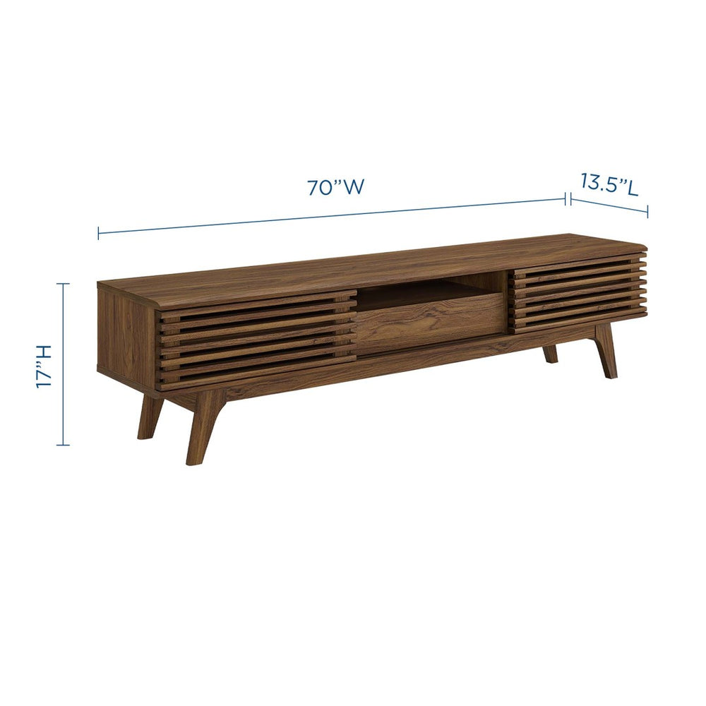 Modway Furniture Render 70" TV Stand - Mid-Century Modern Design with Ample Storage & Cable Management for Living Rooms Walnut EEI-3305-WAL-WAL