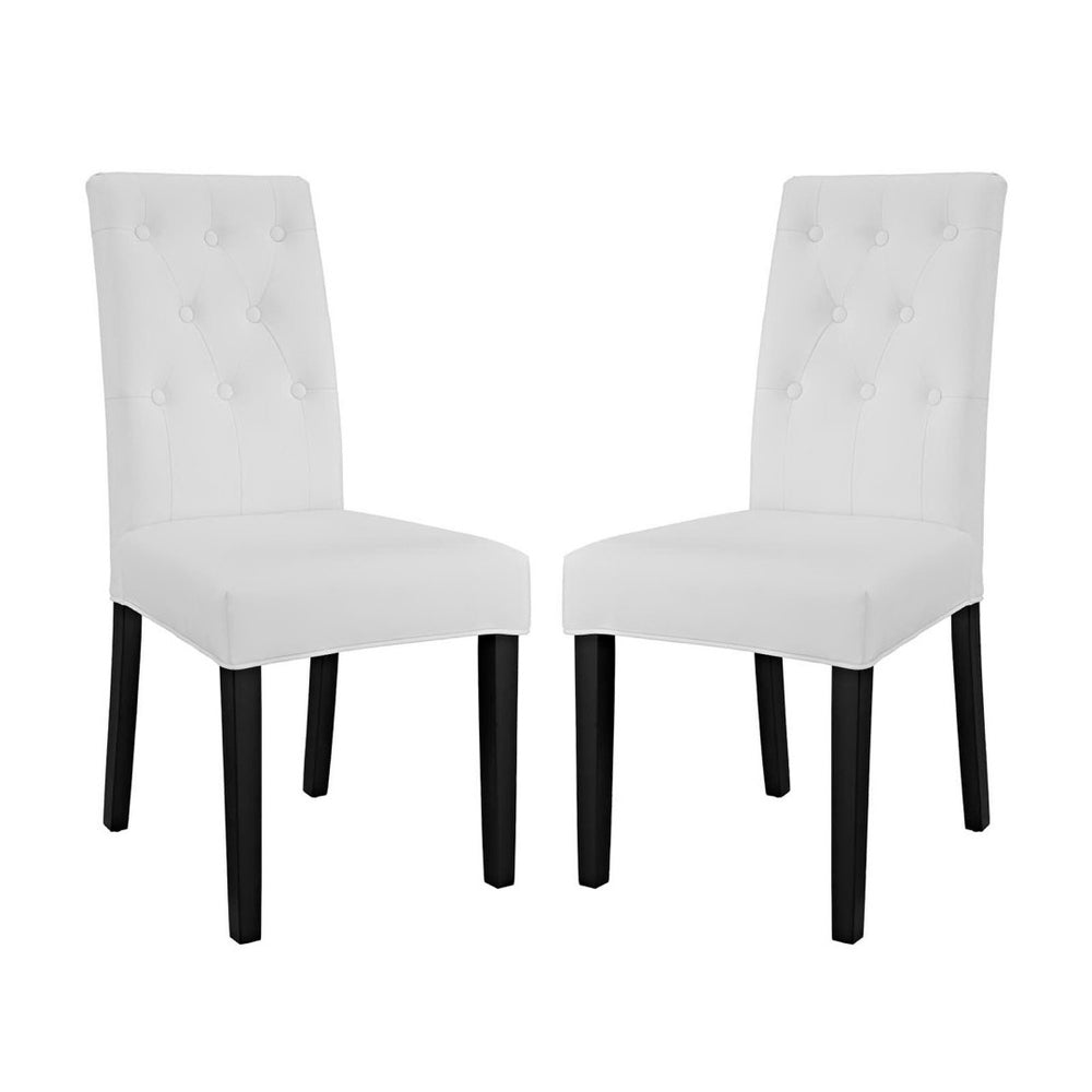 Modway Furniture Confer Vintage-Inspired Button-Tufted Faux Leather Dining Side Chair Set of 2 - Elegant Comfort EEI-3323-WHI