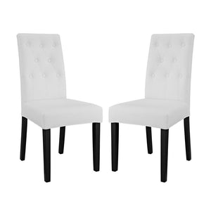Modway Furniture Confer Vintage-Inspired Button-Tufted Faux Leather Dining Side Chair Set of 2 - Elegant Comfort EEI-3323-WHI