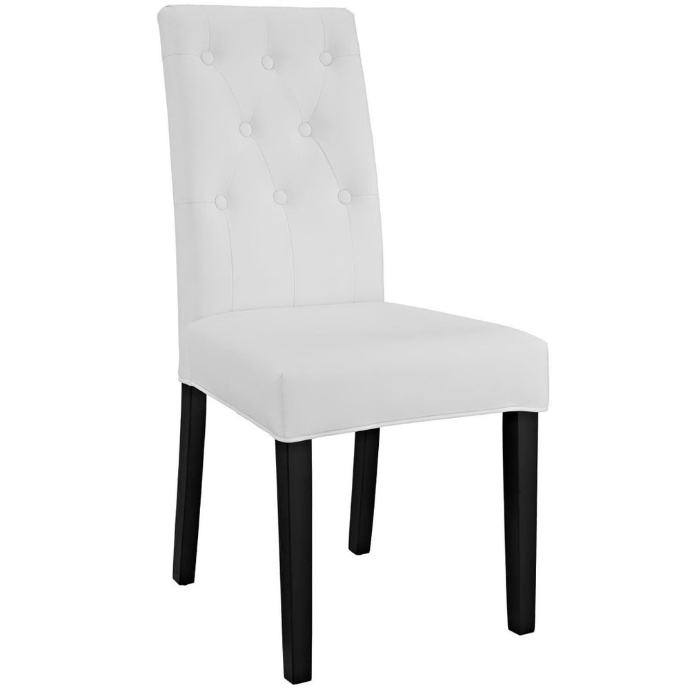 Modway Furniture Confer Vintage-Inspired Button-Tufted Faux Leather Dining Side Chair Set of 2 - Elegant Comfort EEI-3323-WHI